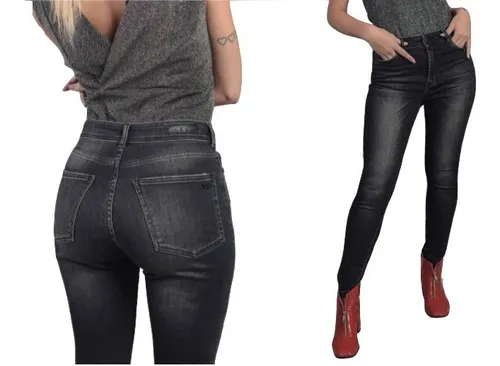 Jean Skinny Mujer Negro Tiro Medio Belgrano