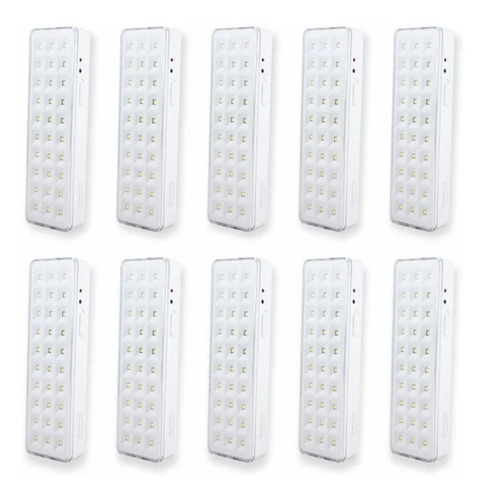 Kit 10 Luminária Luz De Emergência 30 Leds Lampada Segurimax