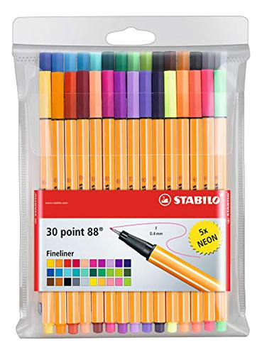 Point 88 Fineliner Pens, 0.4 Mm - 30-color Set