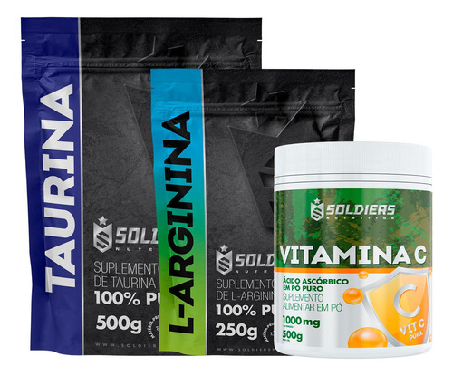 Kit: Arginina 250g +  Taurina 500g + Vitamina C 500g