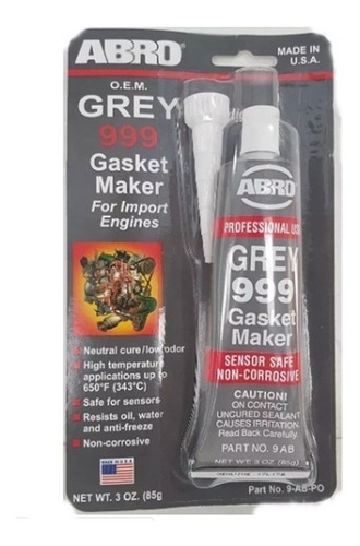 Imagem 1 de 5 de Cola Silicone Vedante Junta Motor Abro Grey 999 85gr