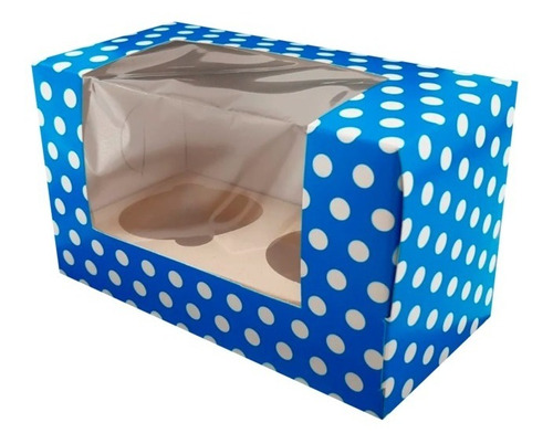 Media Docena Cajas Para 2 Cupcakes Con Lunares