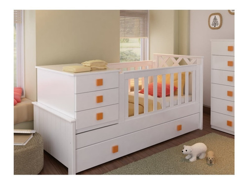 Imagen 2 de 5 de Cama Cuna Funcional Para Bebé Cruces Blanca