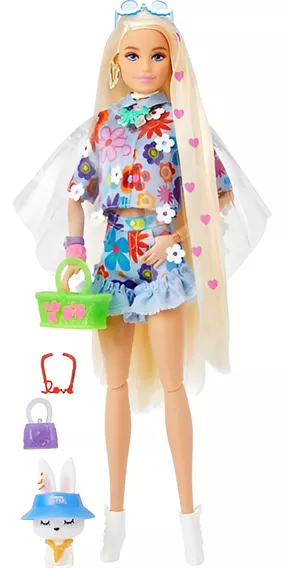 Barbie Extra Floral Con Accesorios Y Mascota Premium