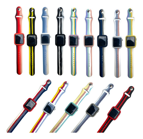 Correas De Silicona Multicolor Con Protector Apple Watch