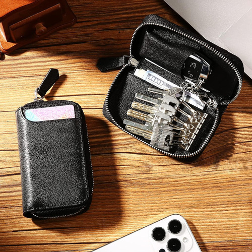 Estuche Funda Llavero Coche Cuero Genuino Llavero Cartera