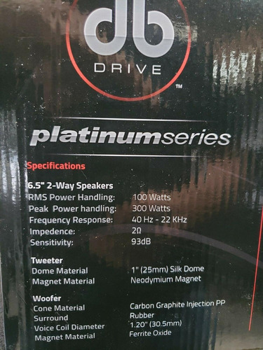 Par Bocinas Db Drive Pts65 6.5 Pulg 300w Máx 2 Vías 2 Ohms Negro
