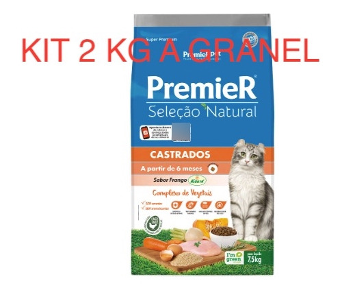 2 Kg Ração A Granel Premier Seleção Natural Gato Castrados