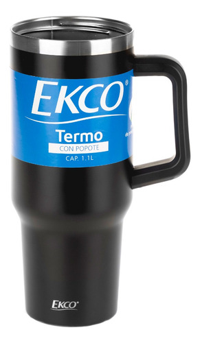 Termo De Acero Inoxidable Ekco 1 L Con Tapa Y Popote