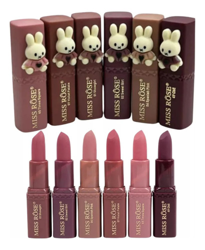 Kit 06 Cores Batom Matte Coelho - Miss Rose