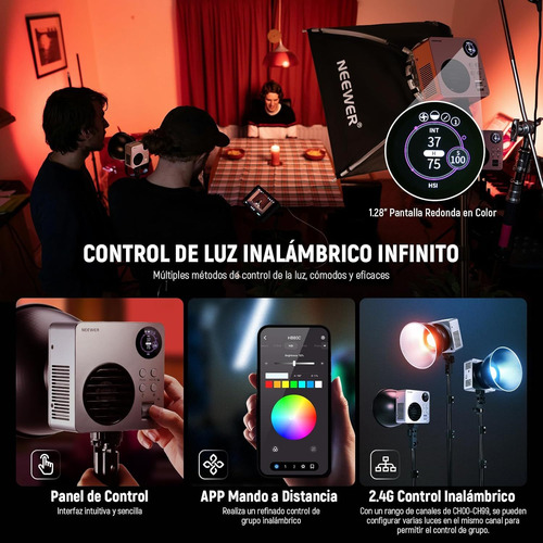Neewer Hb80c Rgb Luz Vídeo Led 80w Mini Rgb Cob Luz