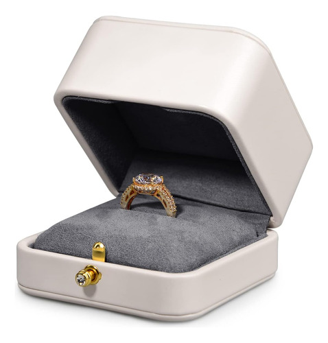 High-end Pu Leather Jewelry Ring Gift Box Microfiber In...