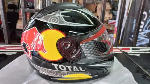 Casco Integral Red Bull Negro Brillo Talle L Visor Transpare