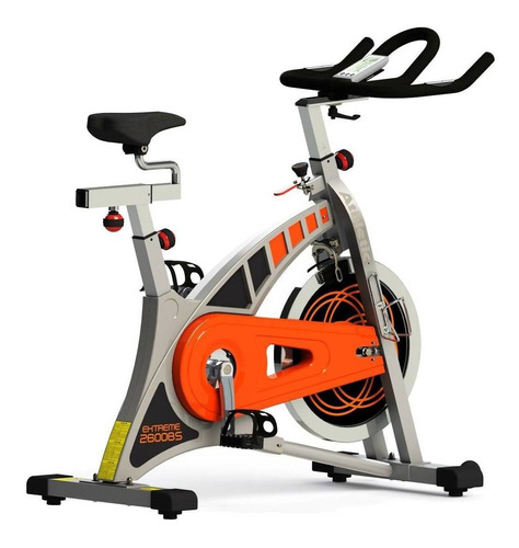 Bicicleta fija Athletic Extreme 2600BS para spinning color gris y naranja