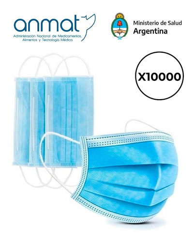 Imagen 1 de 10 de Barbijo Quirurgico Tapaboca Descartable Anmat X10000u Tricap