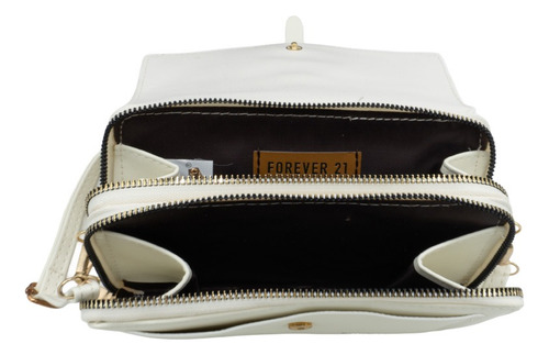 Bolsa Cartera Crossbody Forever 21 Para Mujer Casual Moderna Crema Lisa Oro Crema