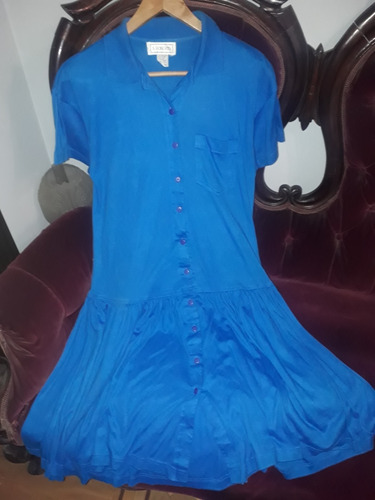 Vestido Azul Vintage De Dama Talle L