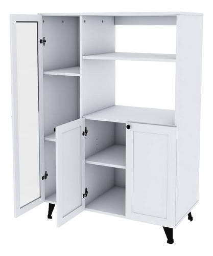 Aparador Mueble Organizador 3 Puertas 3 Estantes Regulables Color Blanco