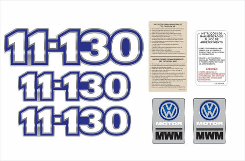 Kit Adesivo Volkswagen 11-130 Emblema Mwm Caminhão Cmk30