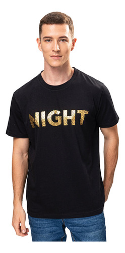 Polera Hombre Estampado Night Negro Fashion's Park