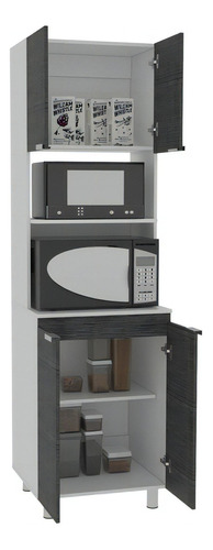 Mueble Microondas Fendi Rta Blanco + Roble Gris Color Gris Oscuro