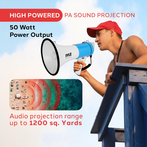 Megafone Pyle 50w Portátil Com Sirene E Entrada Auxiliar - B