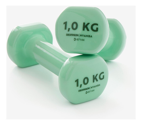 Par De Mancuernas 1 Kg Fitness Gym Pilates Verde Domyos