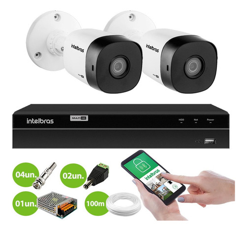 Kit 2 Câmeras Intelbras Vhd 1230 B Full Hd + Dvr Mhdx 1204