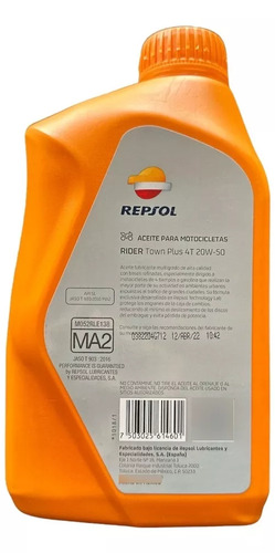 Aceite Motor Repsol Moto Town Plus 4t 20w-50 Api Sl Jaso Ma2