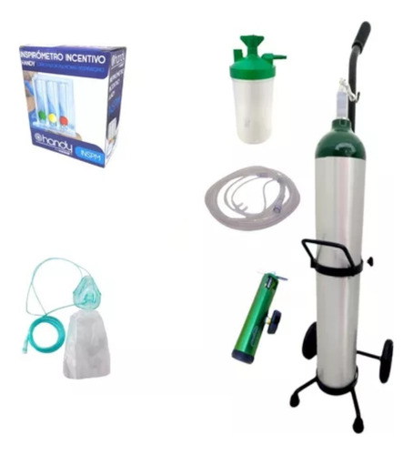 Kit Tanque De Oxigeno 682 Lt + Inspirometro + Mascarilla
