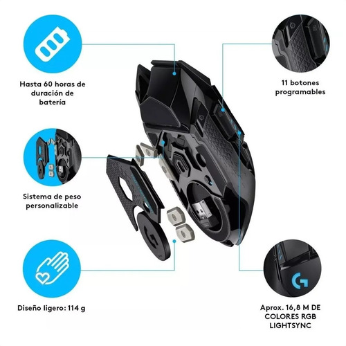 Imagen 6 de 8 de Mouse Gamer Inalámbrico Logitech G502 Lightspeed / 25600dpi