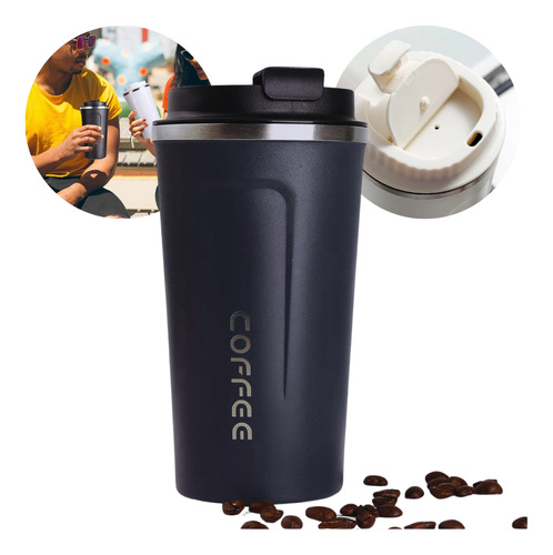 Vaso Jarro Térmico P/café Acero Inoxidable Tapa Antiderrame 