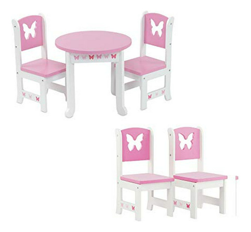 Set De Mesa Y Sillas Para Muñecas - Tema Mariposas