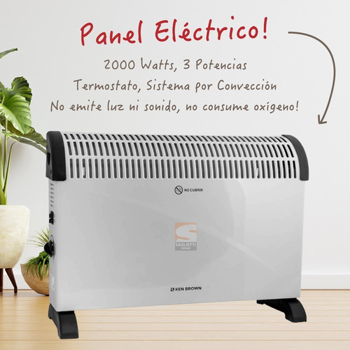 Imagen 3 de 8 de Panel Eléctrico Convector Ken Brown Kb16 2000 Watt 3 Niveles