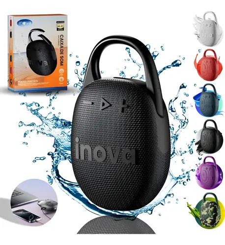 Caixa De Som Bluetooth 54 Portatil Potente Ip67 Com Gancho