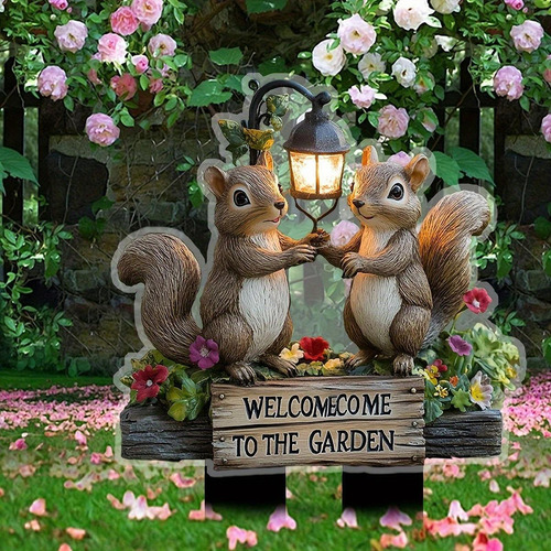 2d Plano Dos Ardillas Bienvenido A De Jardín Decoración De
