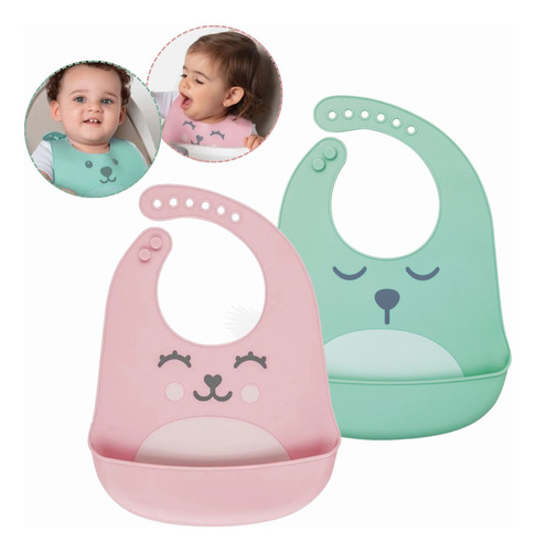 Babador Em Silicone Com Pega Cata Migalhas Atóxico Infantil Green