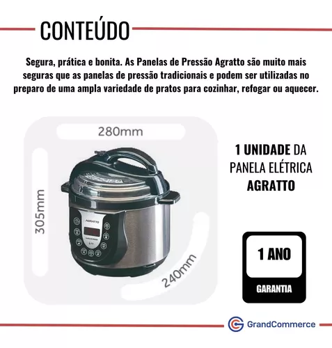 Panela de Pressão 4L Eletrônica Painel Digital com Timer - Agratto PED