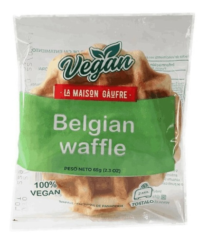 Waffle Belga Vegano Listo Para Comer 65g Los Mejores ! 