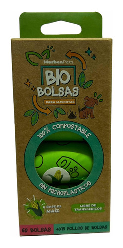 Bolsas 100% Biodegradables 60 Unidades Para Mascotas 