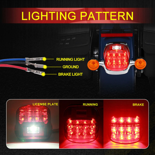 Red Len Led Rear Brake Tail Light For Harley Road Glide Aam