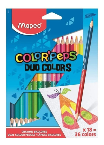 Lapices Maped 36 Colores Color Peps Duo Doble Punta X 18 Color del trazo Multicolor