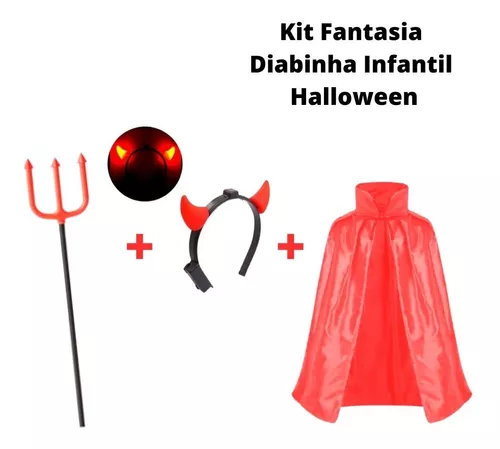 Fantasia Diabo Adulto Masculina Halloween Diabinho Com Chifres e