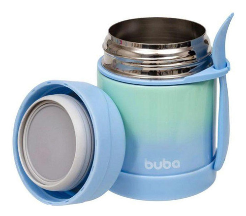 Pote Térmico Buba Aço Inoxidável Com Colher Degradê Azul