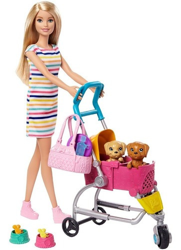 Barbie Paseadora - Cuida Sus Mascotas 30cm Mattel - Premium