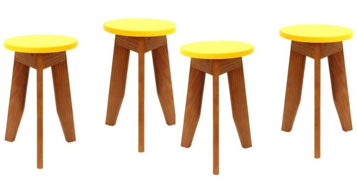 Conjunto 4 Banquetas Colorido Suze Amarelo Estrada Ce