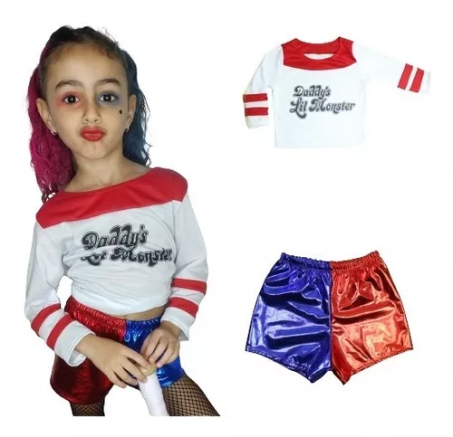 Arlequina Fantasia Roupa Infantil Festas Carnaval Completa