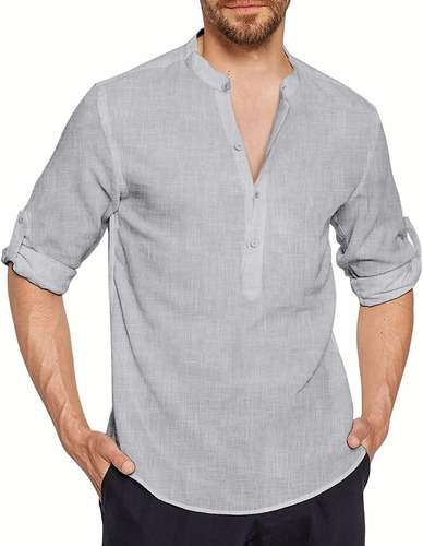 Camisa Lino Hombre Caballero Moda Manta Corte