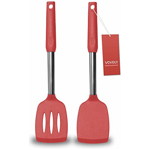 2 Pack Spatulas, Sólido Amp; Ranura Silicio Spatula Xb4k0