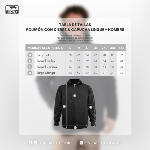 Polerón Con Capucha Y Cierre Ykk® Hombre Lingue Lenga®
